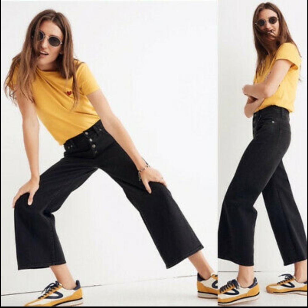 Madewell Black Wide-Leg Flare Jeans